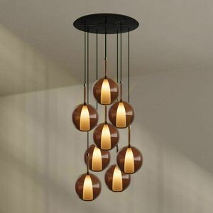 Chandelier s.luce Belluna 8-Light Brown Glass with 80 cm Canopy small 1