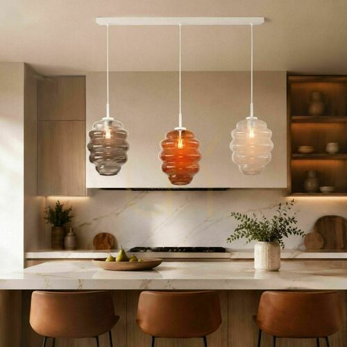 Check Pendant Light s.luce Echos 3-Light Smoked Glass, 120 cm, E27