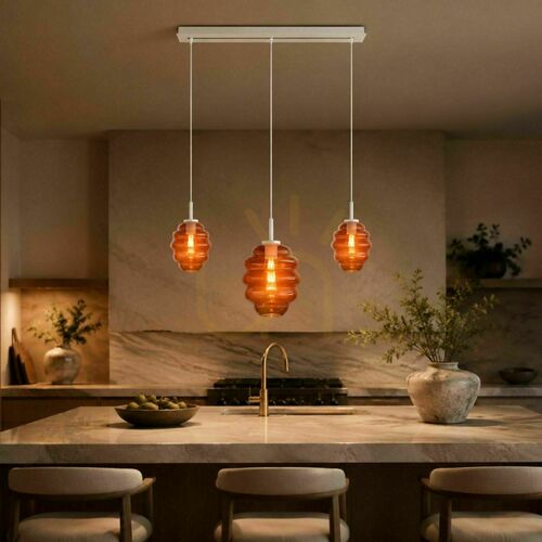 Check 3-Light Pendant Light s.luce Echos Brown Glass 120 cm E27
