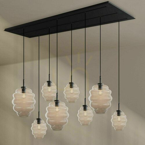 Check Pendant Light s.luce Echos 8-Light 3-Row Clear Glass, 200 cm
