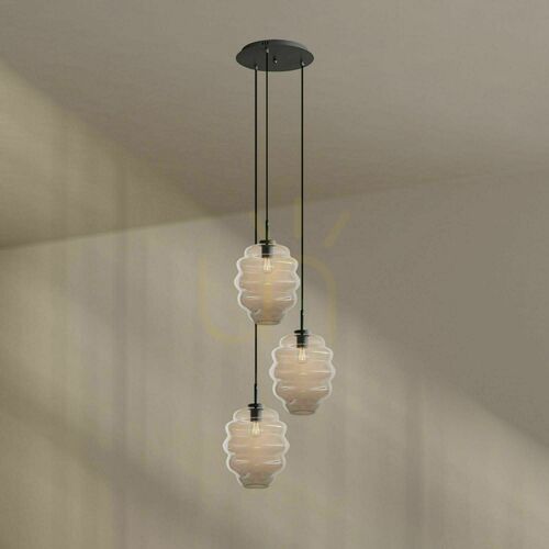 Check Pendant Chandelier s.luce Echos 3-Light Clear Glass, E27, 40 cm Canopy