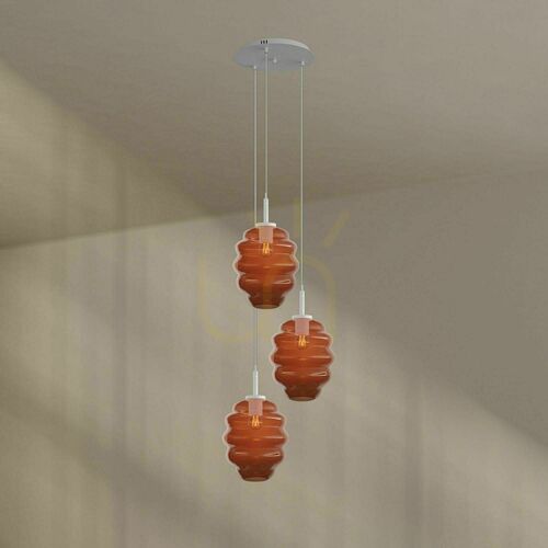Check Pendant Light s.luce Echos 3-Light Brown Glass, 25 cm Shades
