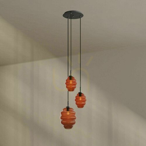 Check Pendant Light s.luce Echos 3-Light Brown Glass, 40 cm Canopy