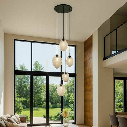 Check Chandelier s.luce Echos 5-Light Multicolor Glass Pendant, E27, 60 cm Canopy