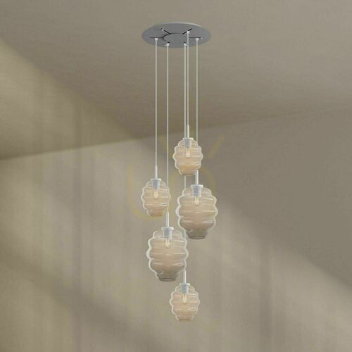 Check 5-Light Pendant Chandelier s.luce Echos, Clear Glass, E27, 60 cm Canopy