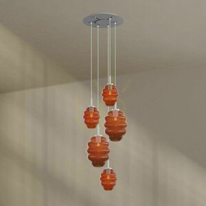 Pendant Chandelier s.luce Echos 5-Light Brown Glass, Ø 60 cm Canopy small 0