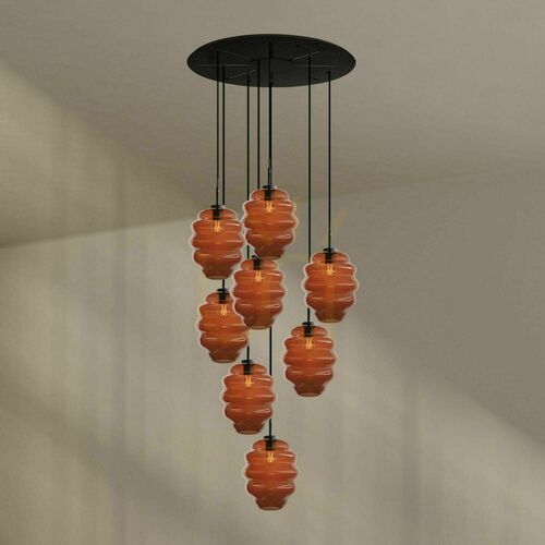 Check Chandelier s.luce Echos 8-Light Smoked Glass Pendant, E27, 80 cm Canopy