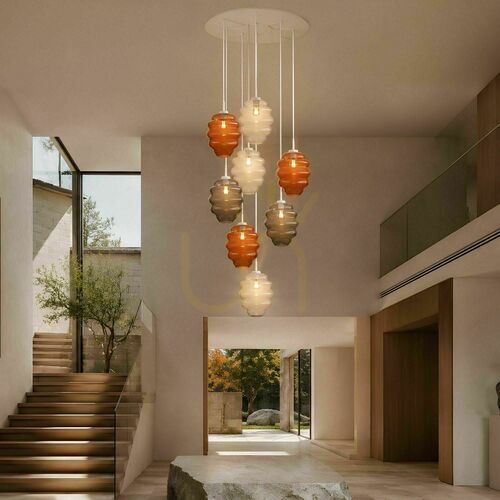 Check Chandelier s.luce Echos 8-Light Multicolor Glass with 80 cm Canopy