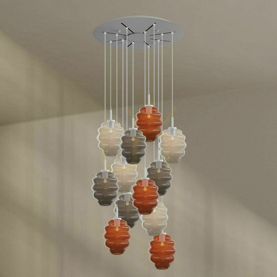 Check Chandelier s.luce Echos 12-Light Smoky Glass with 80 cm Canopy Chandelier s.luce Echos 12-Light Smoky Glass with 80 cm Canopy