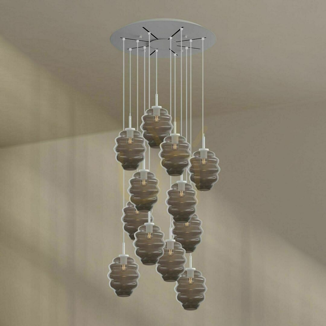 View Chandelier s.luce Echos 12-Light Smoky Glass with 80 cm Canopy Chandelier s.luce Echos 12-Light Smoky Glass with 80 cm Canopy