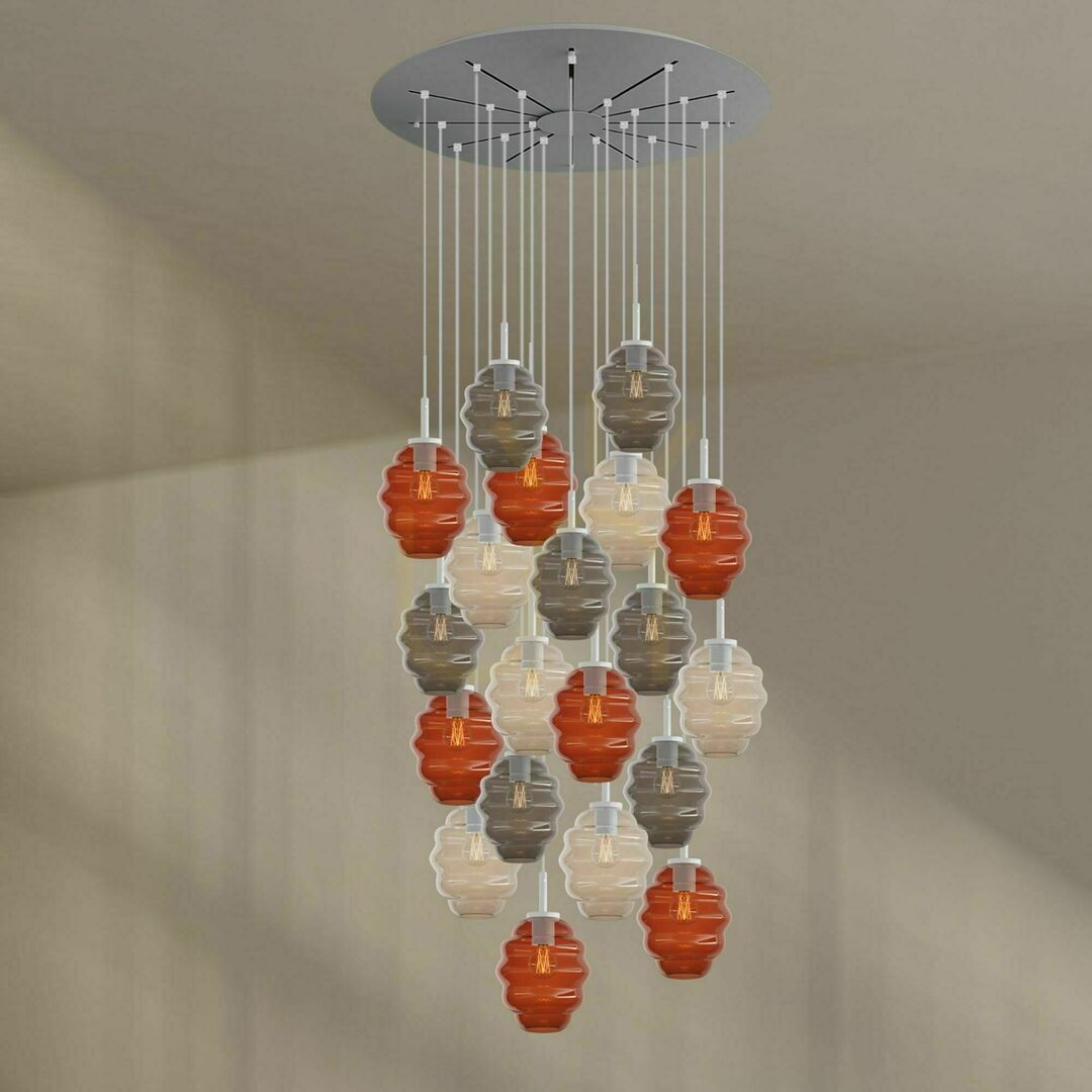 Check Chandelier s.luce Echos 20-Light Multicolor Glass Pendant with 120 cm Canopy Chandelier s.luce Echos 20-Light Multicolor Glass Pendant with 120 cm Canopy