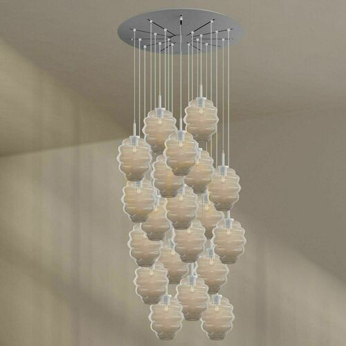 Check Chandelier s.luce Echos 20-Light Clear Glass with 120 cm Canopy
