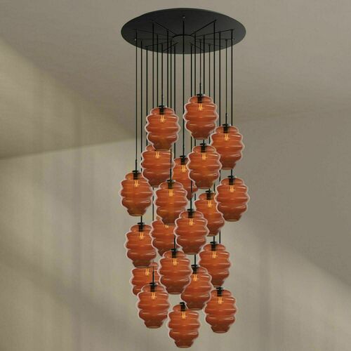Check Chandelier s.luce Echos 20-Light Brown Glass Pendant with 120 cm Canopy, E27