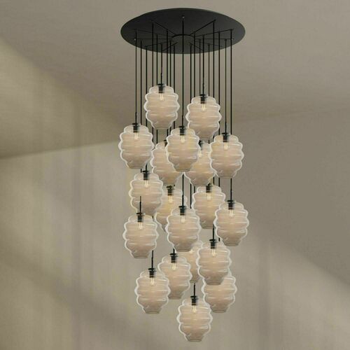 Check Chandelier s.luce Echos 20-Light Clear Glass Pendant with 120 cm Canopy
