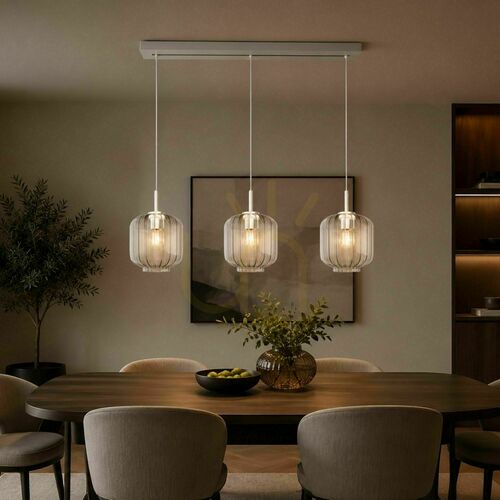 Check 3-Light Pendant Light s.luce Velo, Clear Glass, 120 cm Canopy