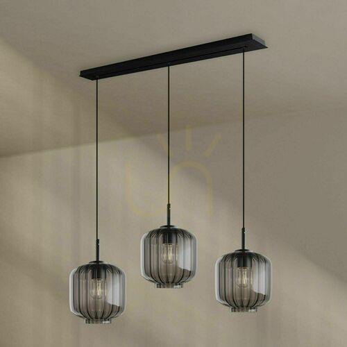 Check Pendant Light s.luce Velo 3-Light Smoky Glass E27, 20 cm Shades, 120 cm Canopy