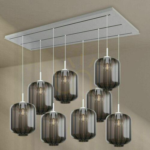 Check Pendant Light s.luce Velo 8-Light Smoked Glass, 200 cm, 3-Row