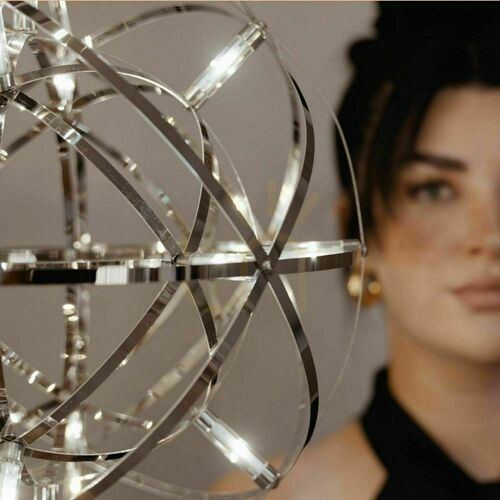 Check LED Cluster Pendant Light s.luce Atom 3-Light Chrome 50 cm Warm White 3000K