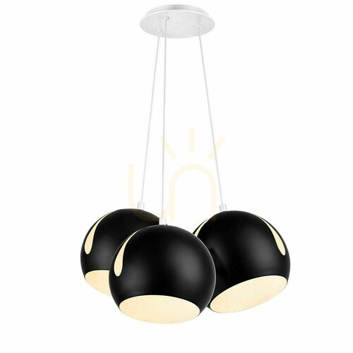 Check Cluster Pendant Light s.luce Ball, 3-Light, Black Metal, 3 x 30 cm