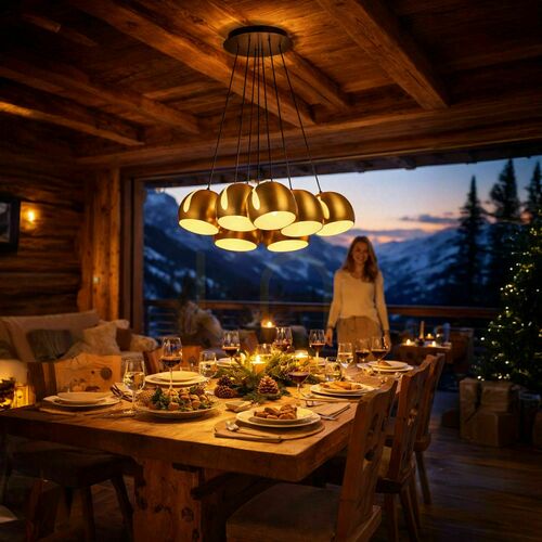 Check 7-Light Cluster Pendant Light s.luce Ball Copper Metal 20 cm E27 Dimmable