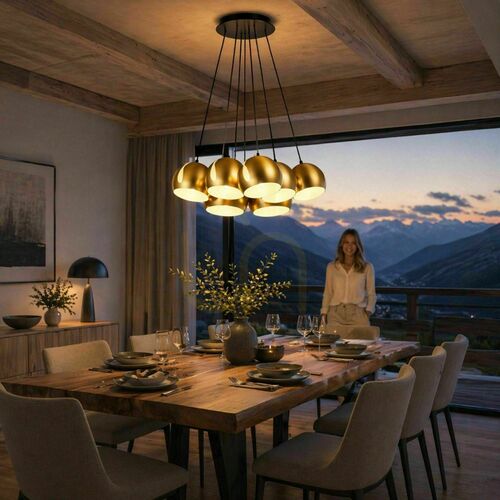 Check Cluster Pendant Light s.luce Ball, 7-Light, White Metal, 30 cm, E27