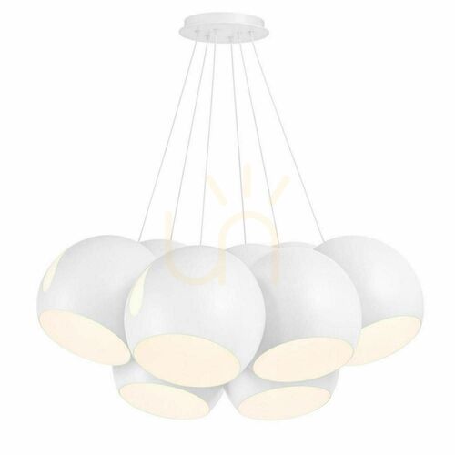 Check Cluster Pendant Light s.luce Ball, 7-Light, White Metal, 30 cm, E27