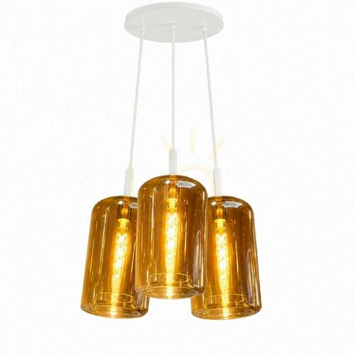 Check 3-Light Cluster Pendant Light s.luce Cruet Amber Glass 17 cm E27