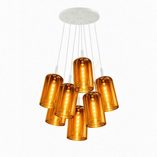 Check Cluster Pendant Light s.luce Cruet 7-Light Amber Glass, 51 cm