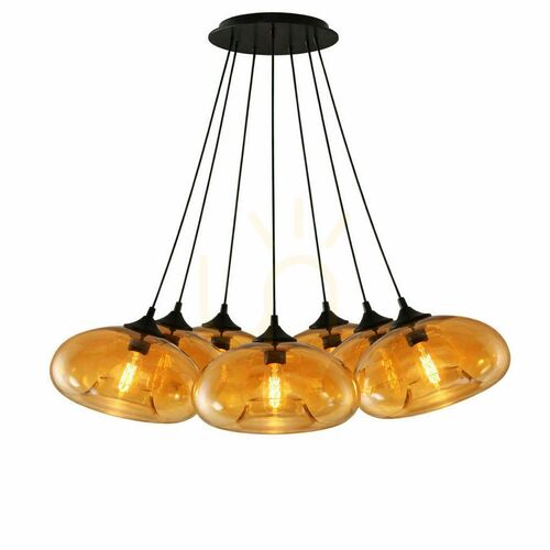Check 7-Light Cluster Pendant Light s.luce Cruet Amber Glass 7 x 28 cm E27