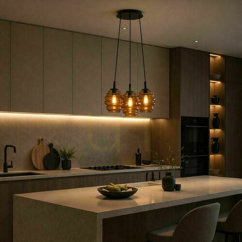 Check Cluster Pendant Light s.luce Echos 3-Light Brown Glass, 18 cm Shades