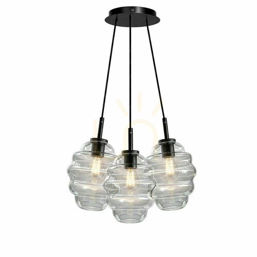 Check Glass Cluster Pendant Light s.luce Echos 3-Light Clear Glass 25 cm E27