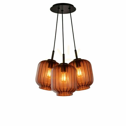 Check Cluster Pendant Light s.luce Velo 3-Light Brown Glass, 20 cm Shades