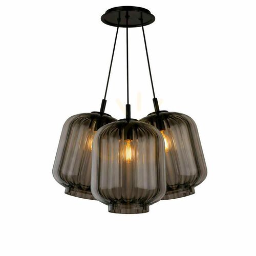Check 3-Light Cluster Pendant Light s.luce Velo Smoky Glass 3 x 25 cm