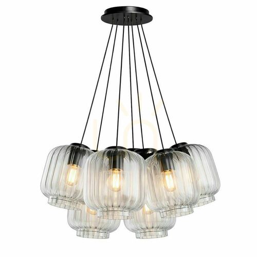 Check Cluster Pendant Light s.luce Velo 7-Light Clear Glass with 20 cm Shades