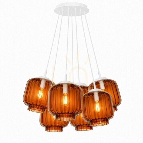 Check Cluster Pendant Light s.luce Velo, 7-Light Brown Glass, 20 cm Shades