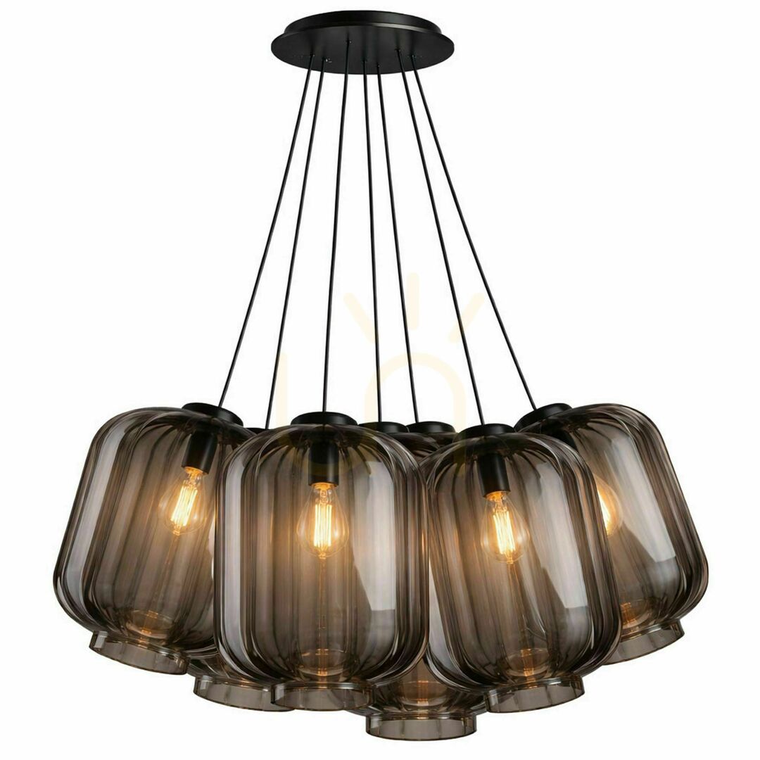 Check Cluster Pendant Light s.luce Velo 7-Light Smoked Glass Chandelier, 7 x 25 cm Cluster Pendant Light s.luce Velo 7-Light Smoked Glass Chandelier, 7 x 25 cm