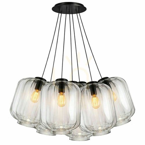 Check Cluster Pendant Light s.luce Velo, 7-Light Clear Glass, E27, 75 cm
