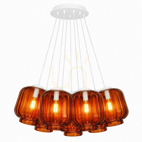 Check 7-Light Cluster Pendant Light s.luce Velo Brown Glass 25 cm E27