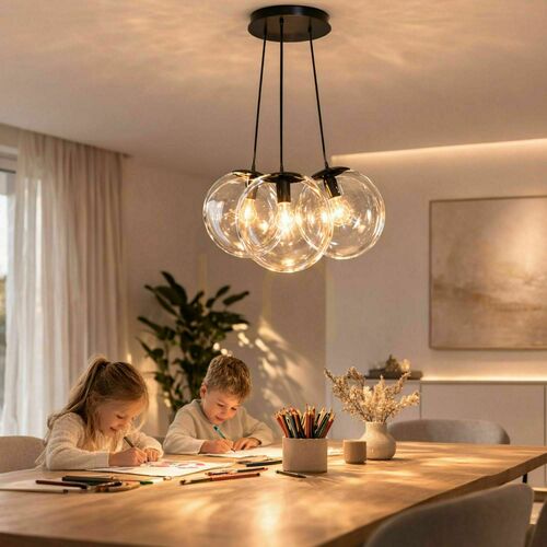 Check 3-Light Glass Cluster Pendant Light s.luce Orb, Clear, 3 x 20 cm