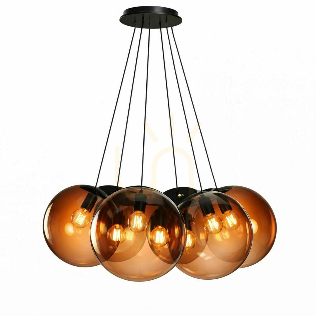 Display Cluster Pendant Light s.luce Orb 7-Light White Glass, 7 x 20 cm Cluster Pendant Light s.luce Orb 7-Light White Glass, 7 x 20 cm