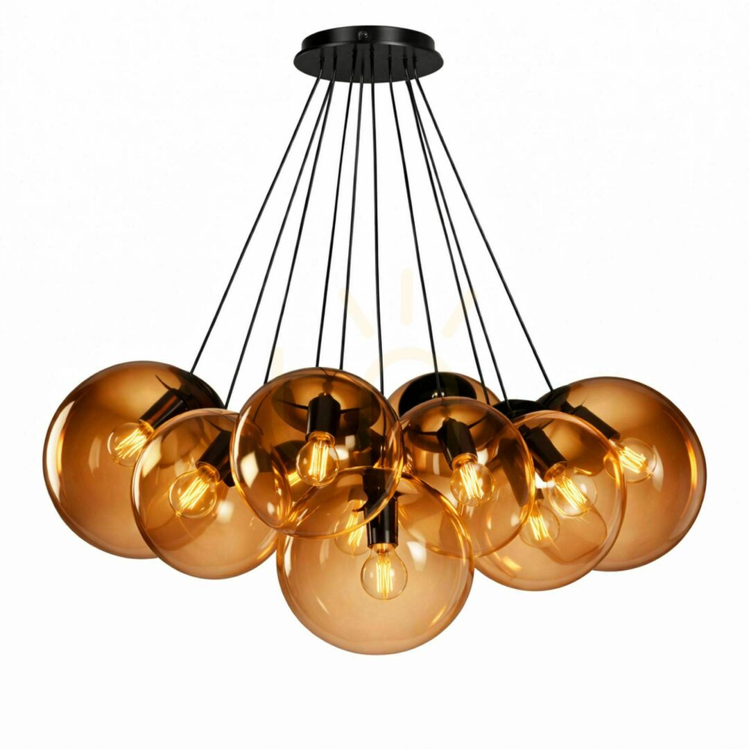 Check Cluster Chandelier s.luce Orb, 13-Light Glass Pendant Light, Gold, 80 cm Cluster Chandelier s.luce Orb, 13-Light Glass Pendant Light, Gold, 80 cm