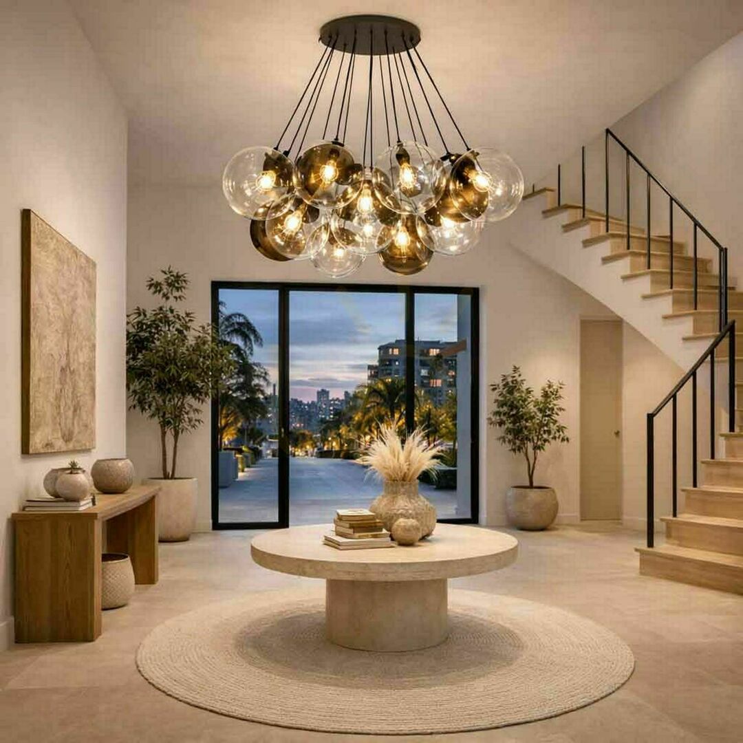 Show Cluster Chandelier s.luce Orb, 13-Light Glass Pendant Light, Gold, 80 cm Cluster Chandelier s.luce Orb, 13-Light Glass Pendant Light, Gold, 80 cm