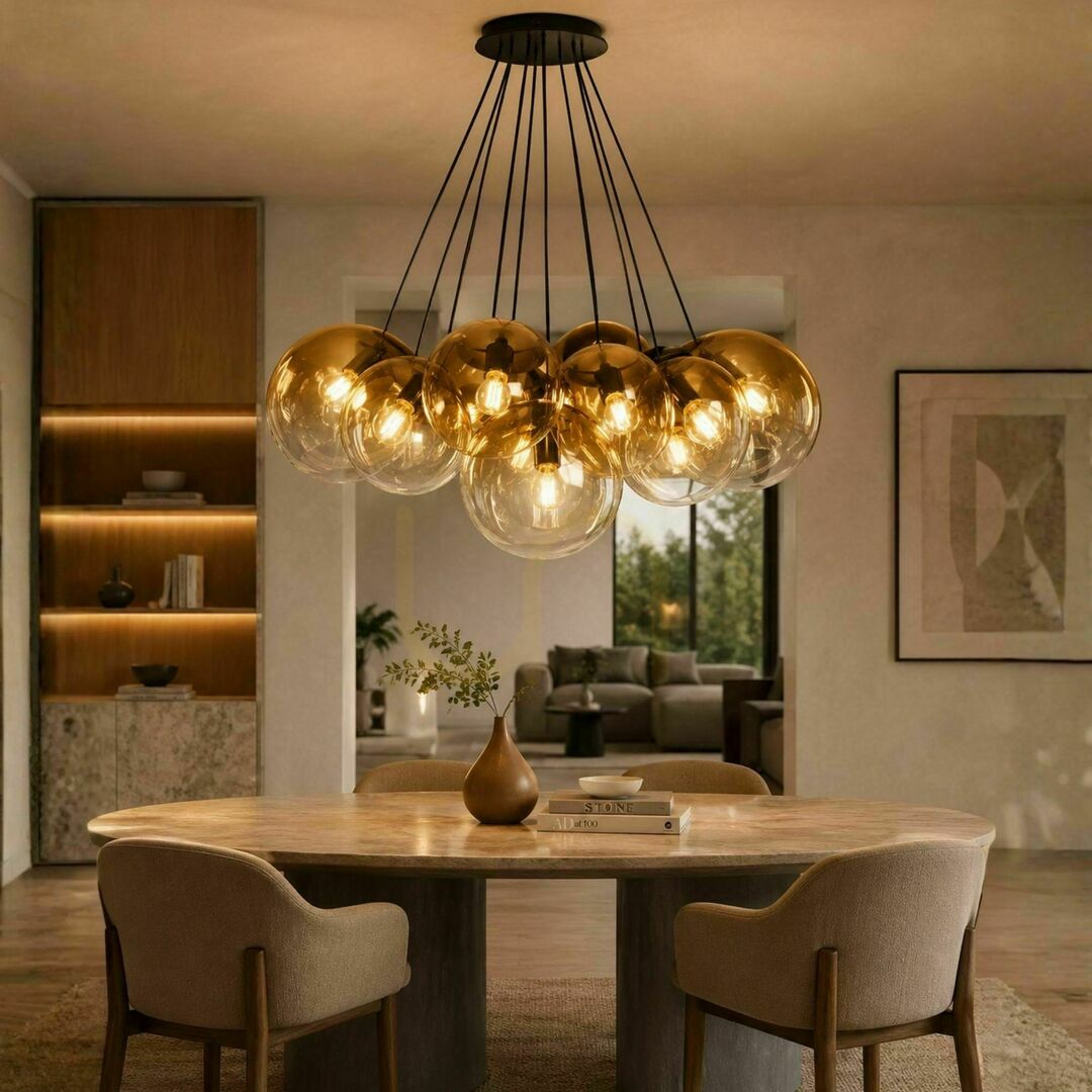 Cluster Pendant Light s.luce Orb 13-Light White Glass 80 cm
