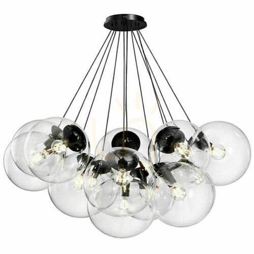 Check Cluster Chandelier s.luce Orb, 13-Light Clear Glass, 30 cm Globes