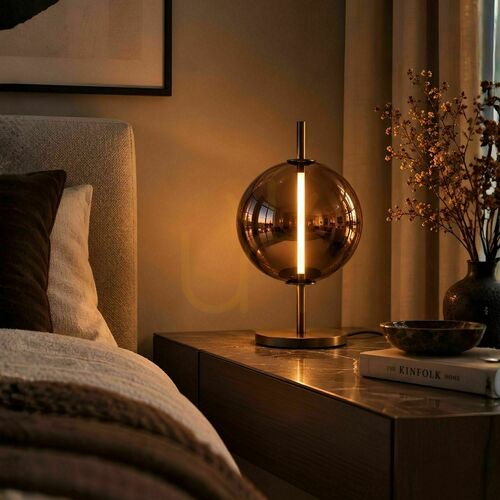 Check LED Table Lamp s.luce Mira Brown Glass 53 cm 3000K Warm White