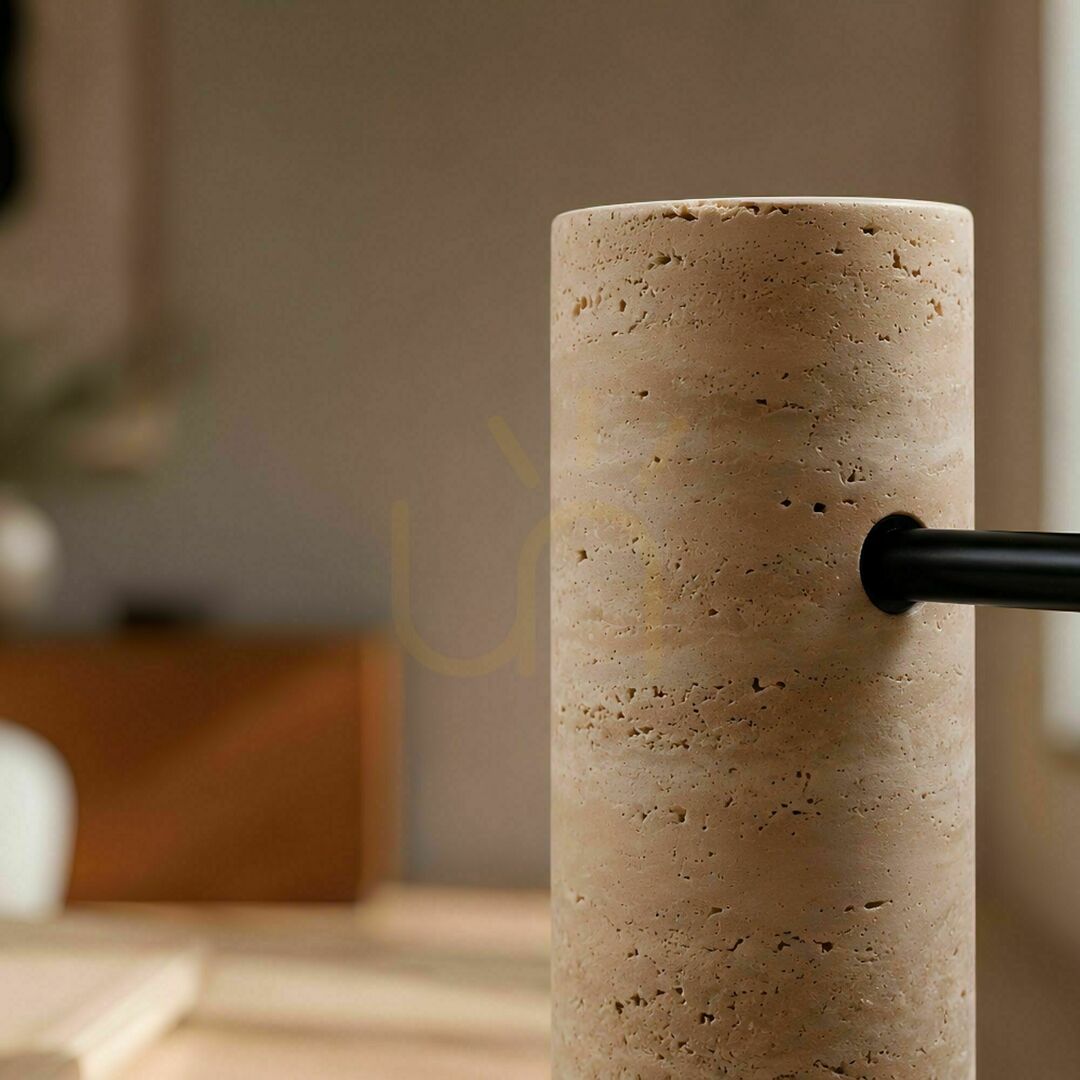 Display Floor Lamp s.luce Velo, Travertine Stone and Smoky Glass, 187 cm, E27 Floor Lamp s.luce Velo, Travertine Stone and Smoky Glass, 187 cm, E27