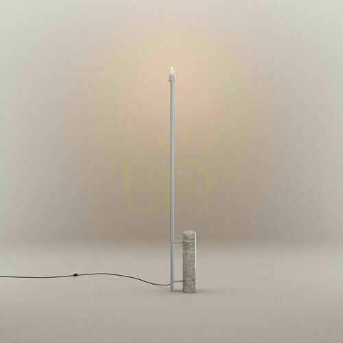 Check Floor Lamp s.luce Echos with Travertine Stone Base and Smoked Glass, 188 cm, E27