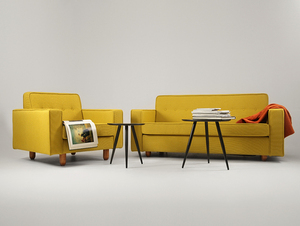 CustomForm ZUGO 2-Seater Sofa Bed, Turmeric Fabric 1310, Walnut Wood, 178 cm small 1
