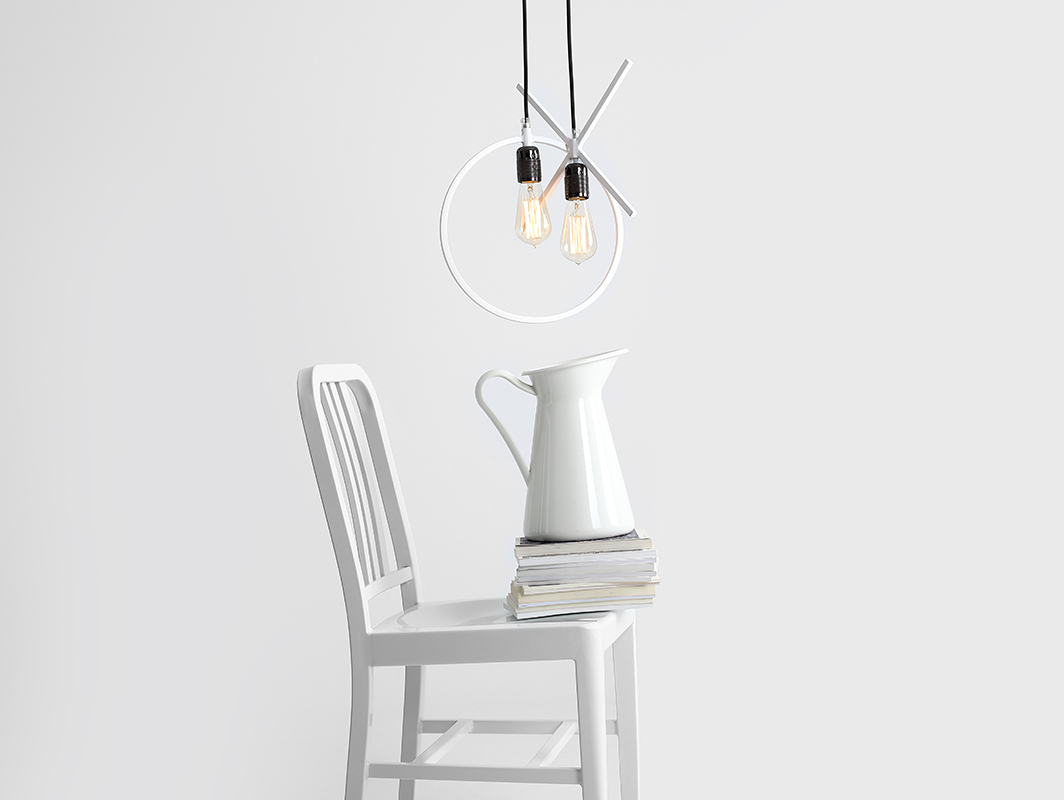 View Single VETO hanging lamp, white, round Single VETO hanging lamp, white, round