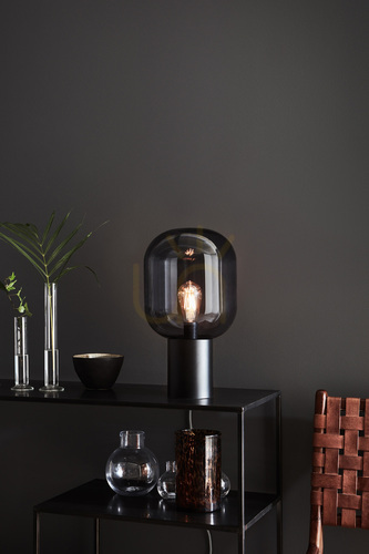 Check Table Lamp Markslojd Brooklyn Black Smoke Glass 44 cm 107481